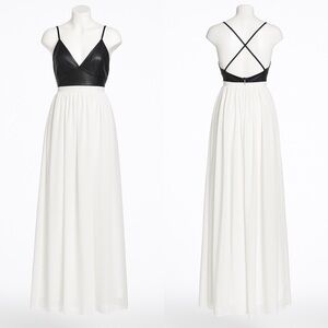 Naranka Faux Leather Top Maxi Dress Black & White - Small